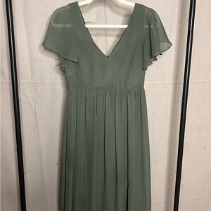Birdy Grey Sage Green Flutter Sleeve Dress